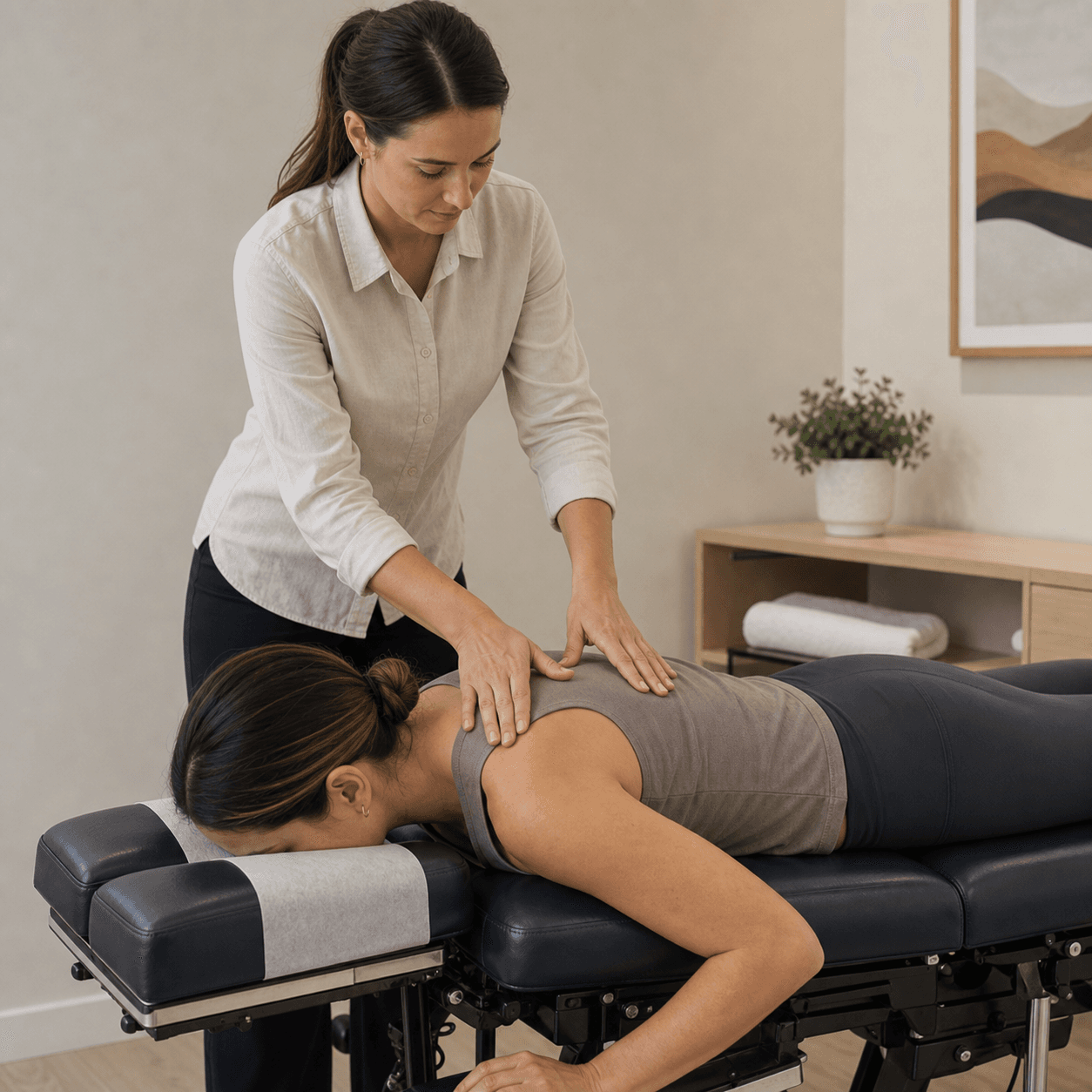 Chiropractor treating patient
