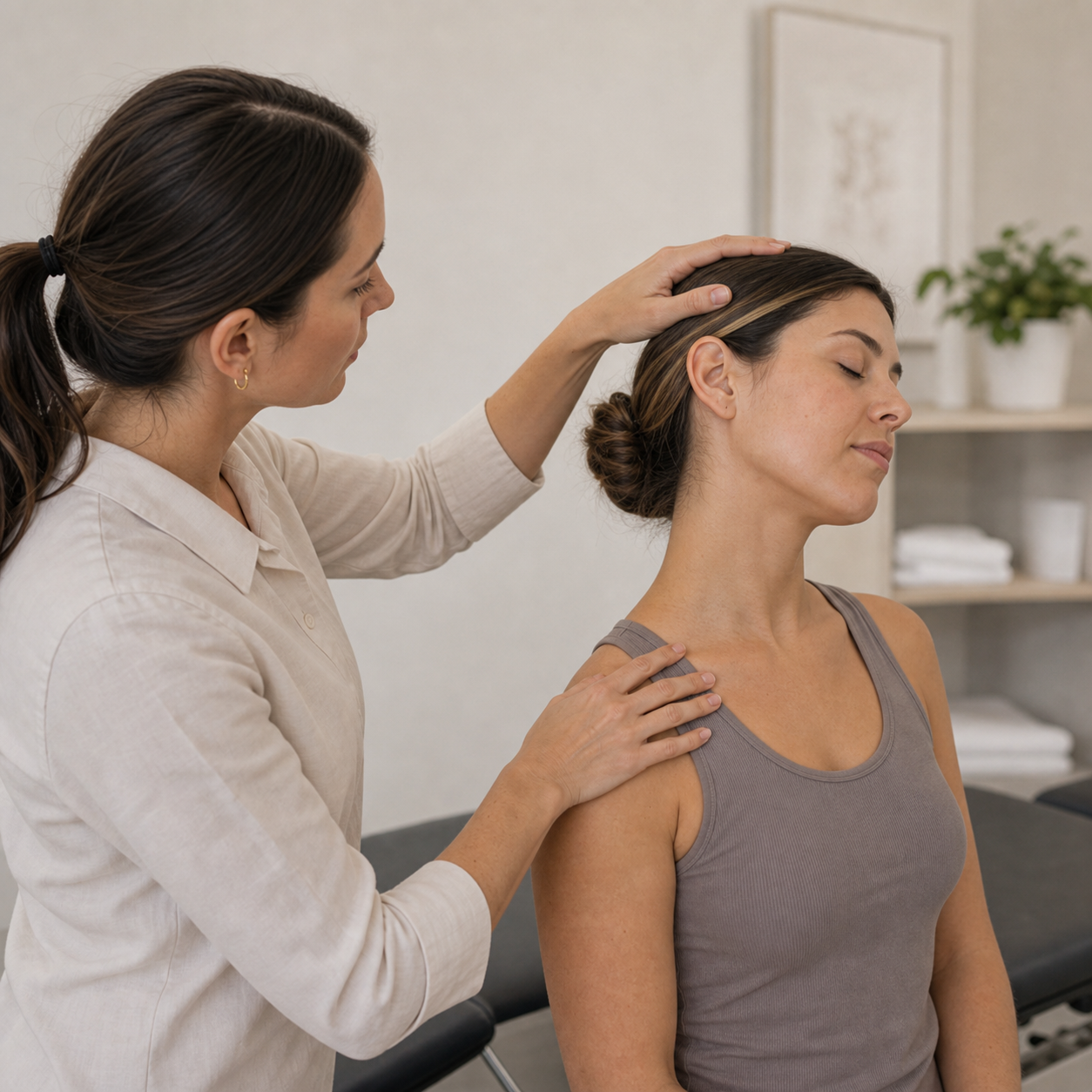 Chiropractor performing a neck and movement assessment