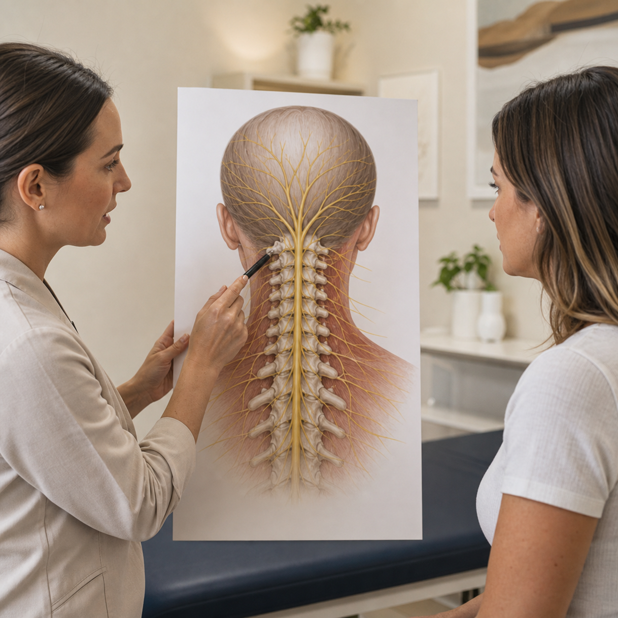 Illustration of spinal anatomy used for patient education